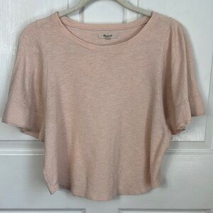 Madewell Ingrid Dolman Flutter Sleeve Pink / peach Crop Top Small 100% Cotton